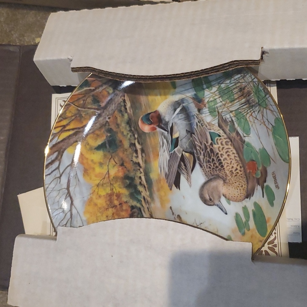 Bart Jerner's green winged teal plate , numbered in orig box.  Pretty, e…